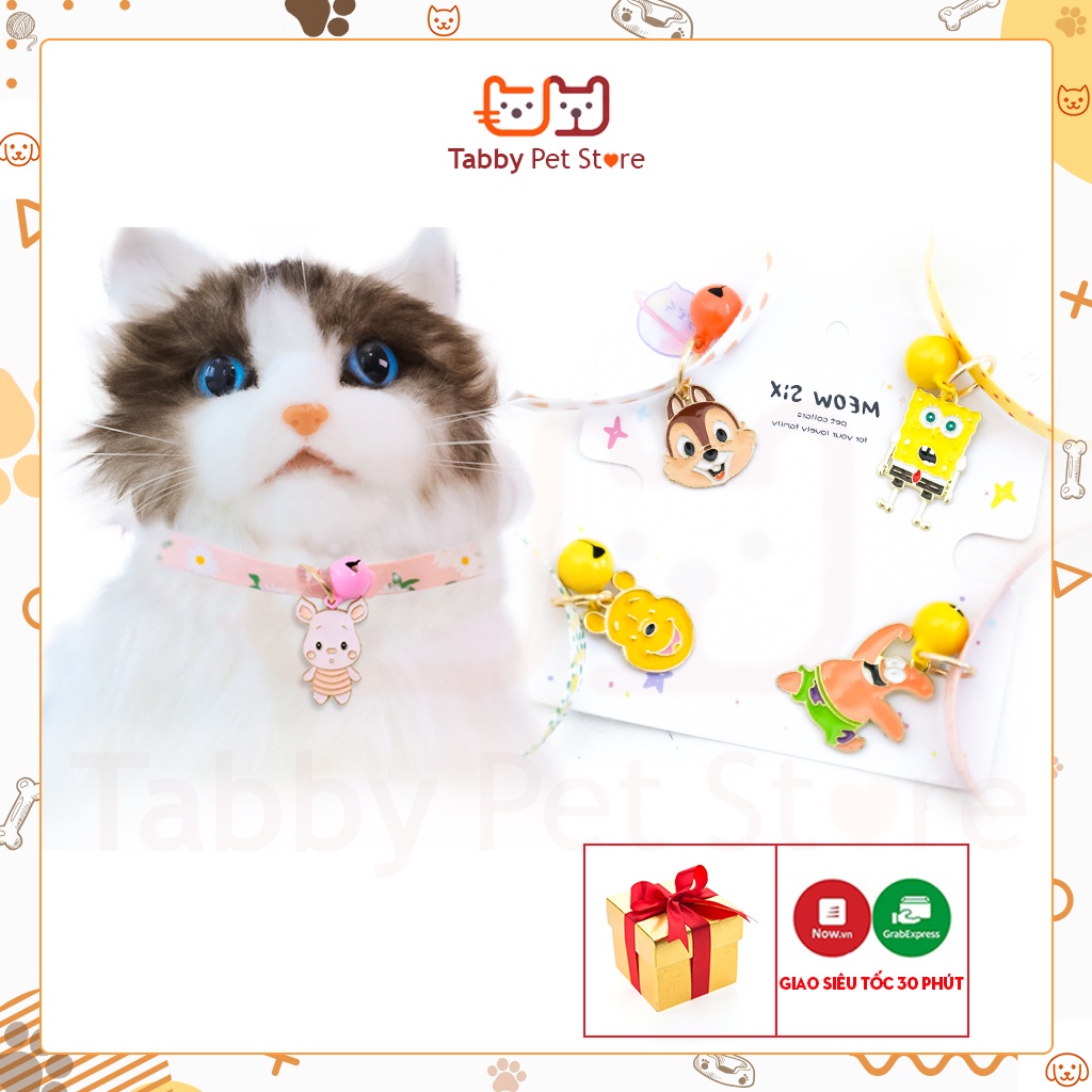 Vòng cổ cho chó mèo thú cưng hình nhân vật cute cao cấp giá rẻ - Tabby Pet Store