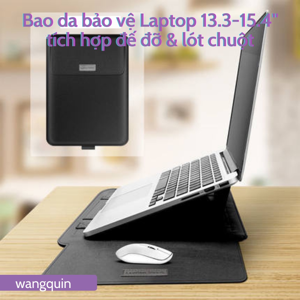Sẵn VN Bao Da Bao Laptop Macbook 13 13.3 14 15 15.6 inch Sang Trọng Cao Cấp Nhiều Tính Năng Tích Hợp Giá Đỡ và Lót Chuột