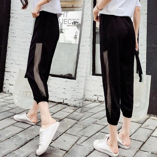 Quần Jogger nữ lưới sườn cá tính, quần thể thao nữ phối lưới năng động trẻ trung