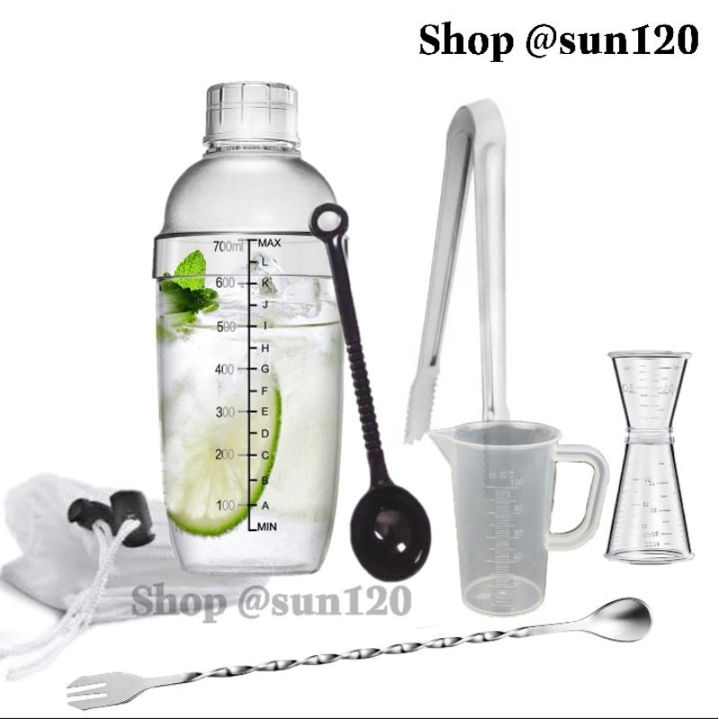 Bộ 7 sản phẩm pha chế trà sữa cocktail shaker A07 đầy đủ tiện lợi chuẩn xác thơm ngon