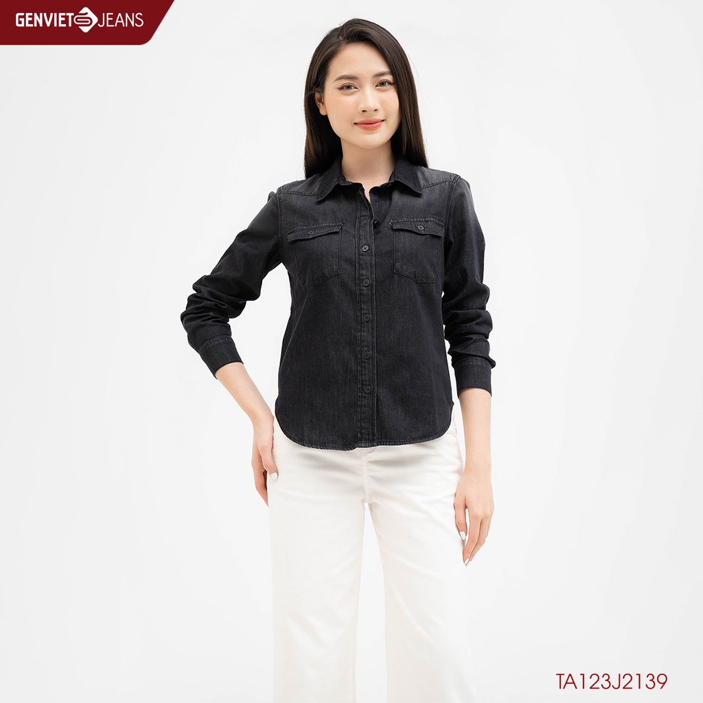 Áo Sơmi Dài Tay Jeans Nữ Thời Trang TA123J2139 GENVIET