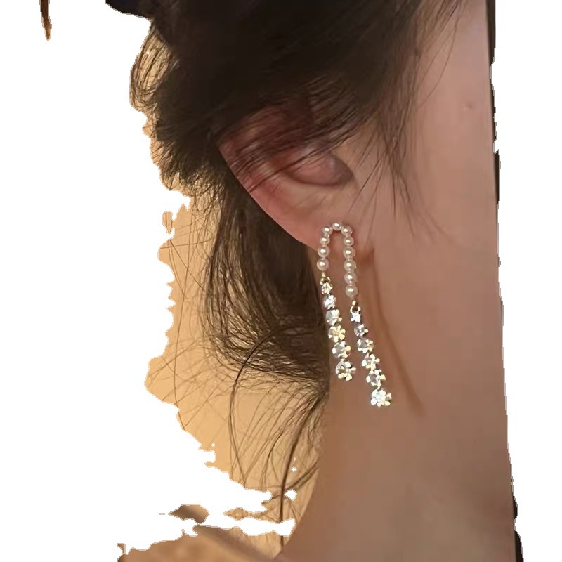 Khuyên Tai Tua Rua Dáng Dài Đính Đá Zircon Phong Cách Mới 2022