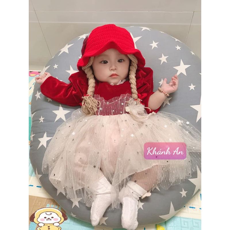 Mũ len có tóc giả cho bé gái từ 0 đến 5 tuổi