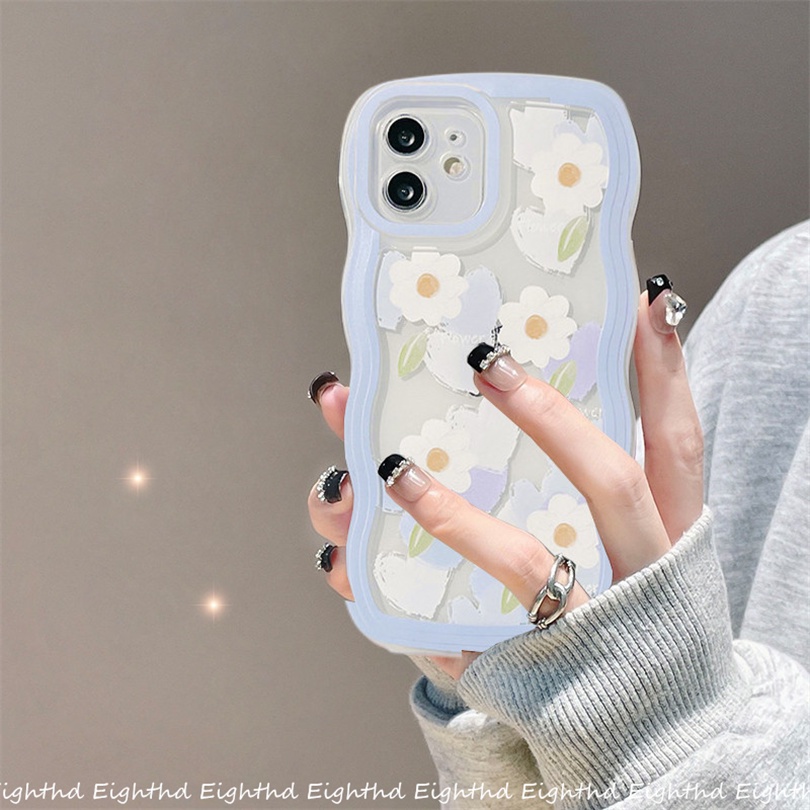 Ốp Điện Thoại Silicon Mềm Chống Sốc Họa Tiết Hoa Viền Lượn Sóng Cho iPhone 13 12 11 Pro Max X XR Xs Max 6 7 8 Plus