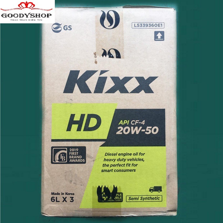 Dầu nhờn động cơ Diesel bán tổng hợp Kixx HD CF-4 20W/50 6L GOODYSHOP