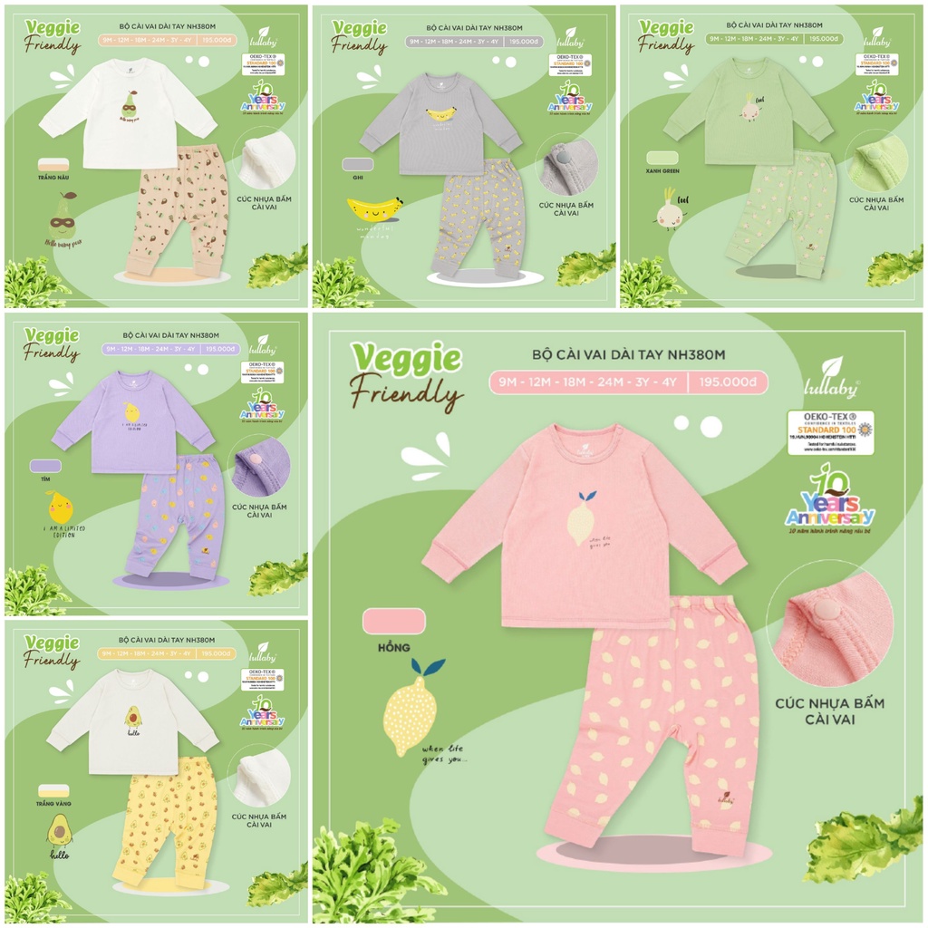 Bộ dài tay cài vai petit Lullaby cho bé