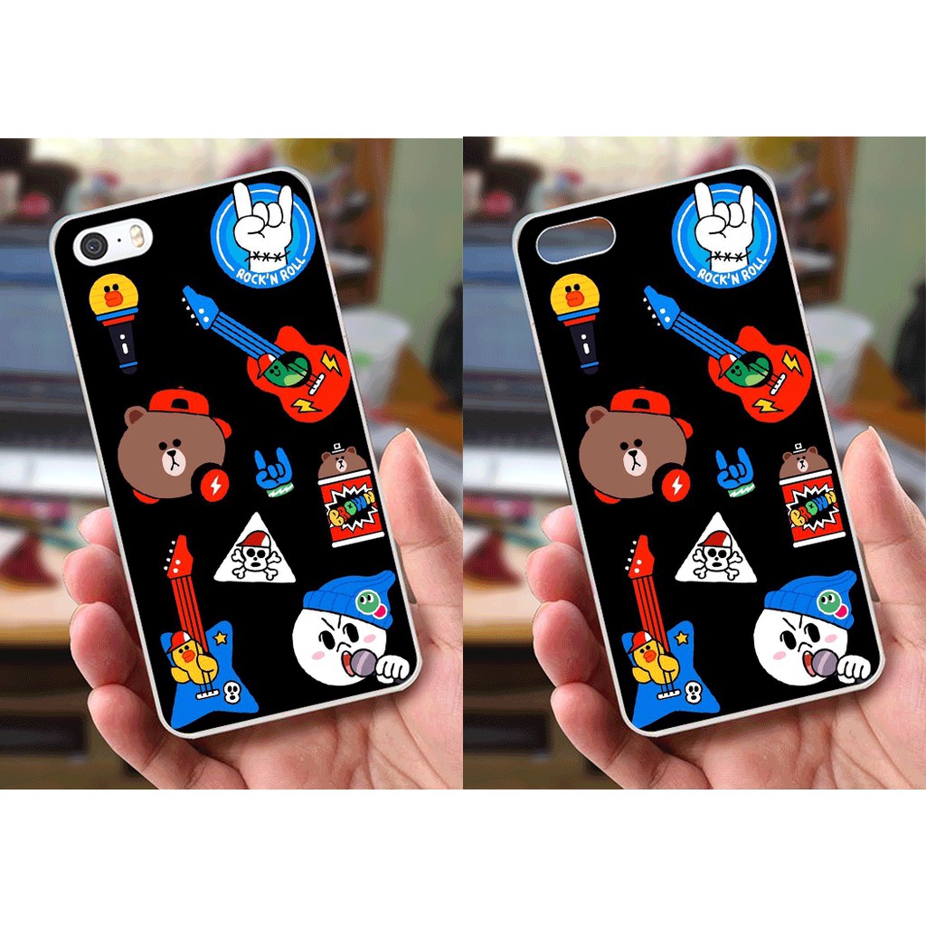Ốp lưng iPhone 5 / 5S (dẻo viền trắng trong) - Hình Gấu Brown, Gấu Trúc , Heo Con