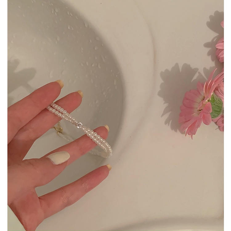 Vòng cổ choker đính ngọc trai giả phong cách Hàn Quốc thời trang sang trọng