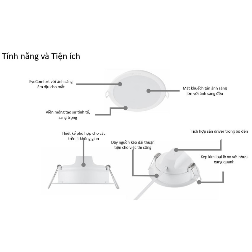 Đèn led philips 5W âm trần chính hãng philips