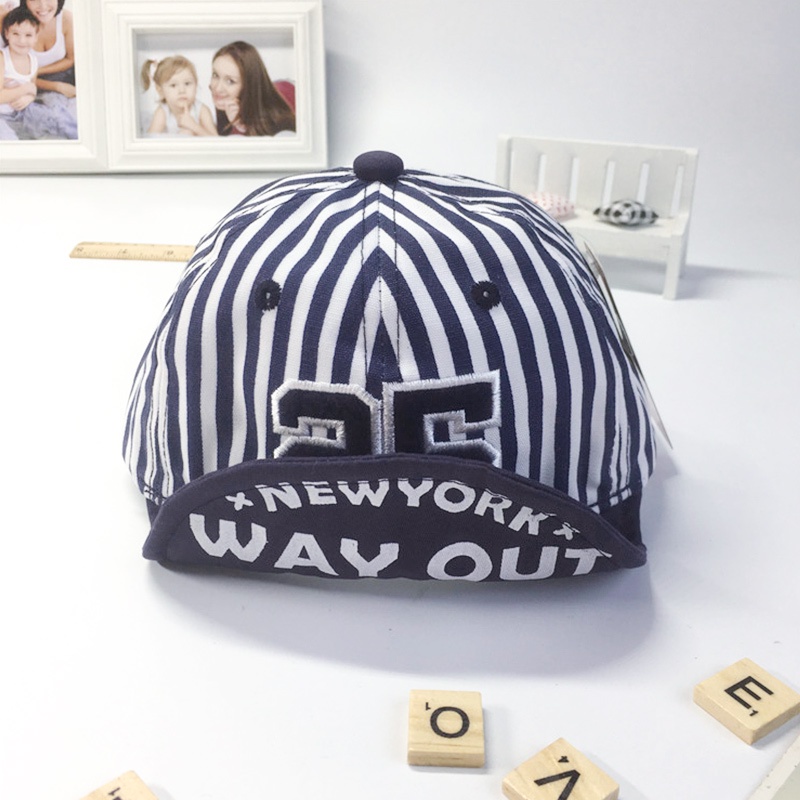 Mũ Lưỡi Trai Cotton Kẻ Sọc Mềm Mại Thêu Chữ Số Cho Bé