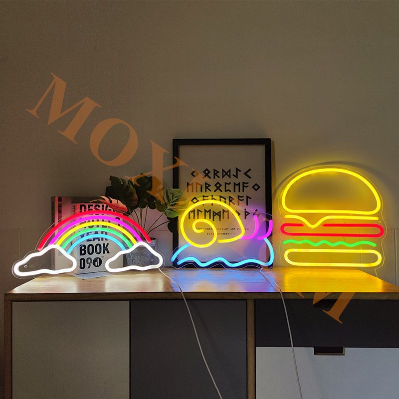 [SIZE CỰC LỚN TẶNG MÓC TREO+ĐẦU CẮM SẴN] Đèn LED Neon thiết kế trang trí decor nhiều mẫu trên nền mica hình CUTE MOXI.