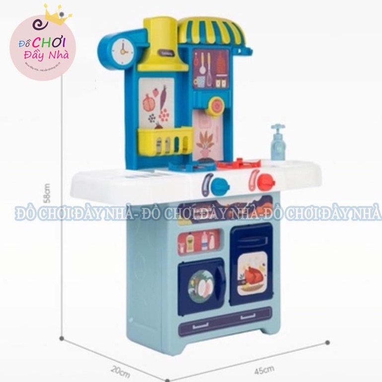 Đồ chơi nấu ăn, đồ chơi bé tập làm đầu bếp cao cấp, có vòi nước, hiệu ứng khói chính hãng Beiens 58cm - Đồ chơi đầy nhà