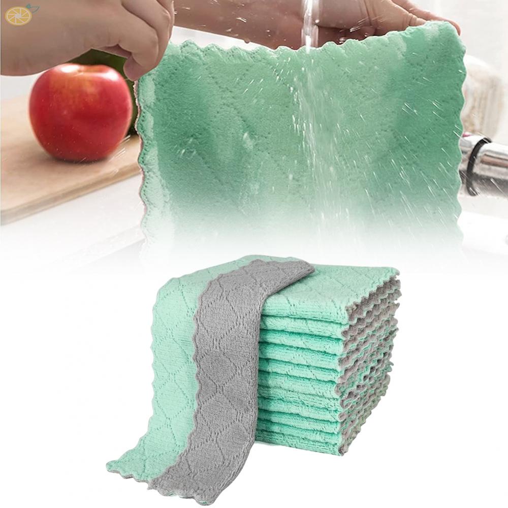 【VARSTR】12X Dish Towels For Kitchen Absorbent Kitchen Towels Coral Fleece Cleaning Rags Brand New