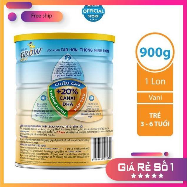 Giá tốt nhất Sữa bột grow 3+ gold lon 900g Sản phẩm chính hãng