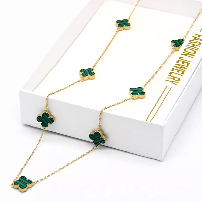 Besfome live Widecast explosions! Vòng cổ Thép Titan Mạ Vàng Hồng 18K Mặt Cỏ Bốn Lá Thời Trang Cho Nữ