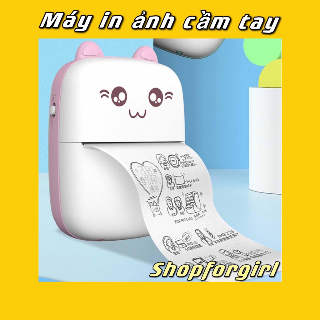 Máy in nhãn cầm tay Máy in ảnh nhãn dán nhiệt Mini Pocket Bluetooth Shopforgirl | BigBuy360 - bigbuy360.vn