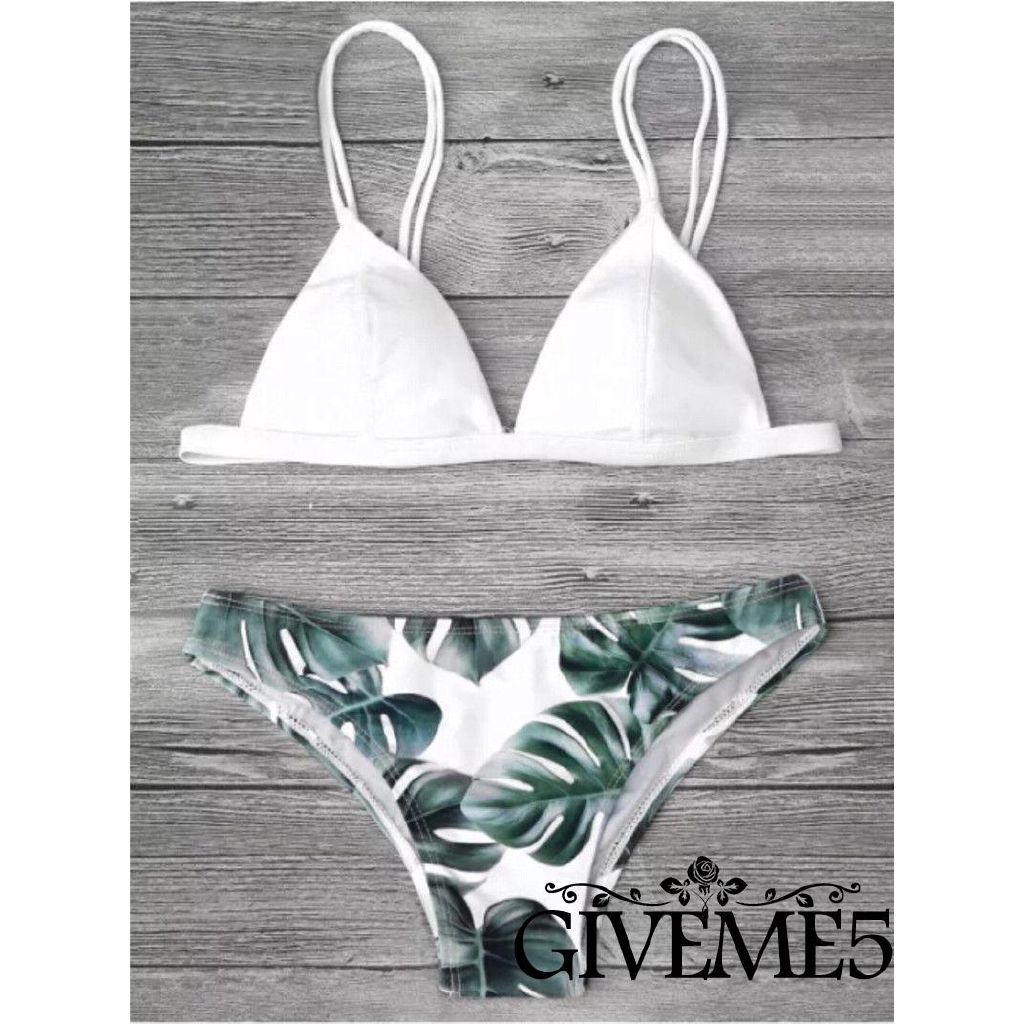 Bộ bikini họa tiết in hoa lá trẻ trung cho nữ | BigBuy360 - bigbuy360.vn