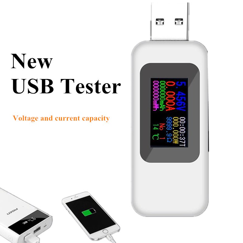 Màn hình màu 10 trong 1 DC Bộ kiểm tra USB 0-5A Bộ sạc USB điện áp 4-30V hiện tại Bộ đo năng lượng Bộ phát hiện pin di động