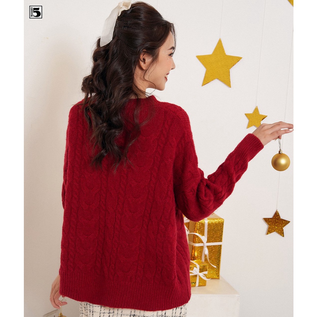 Áo len nữ dáng rộng, dài tay, sợi vặn thừng Twentyfive 3563 | BigBuy360 - bigbuy360.vn