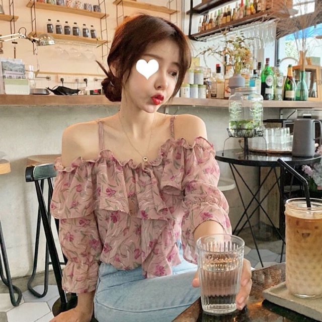 Áo trễ vai hoa [ order ]