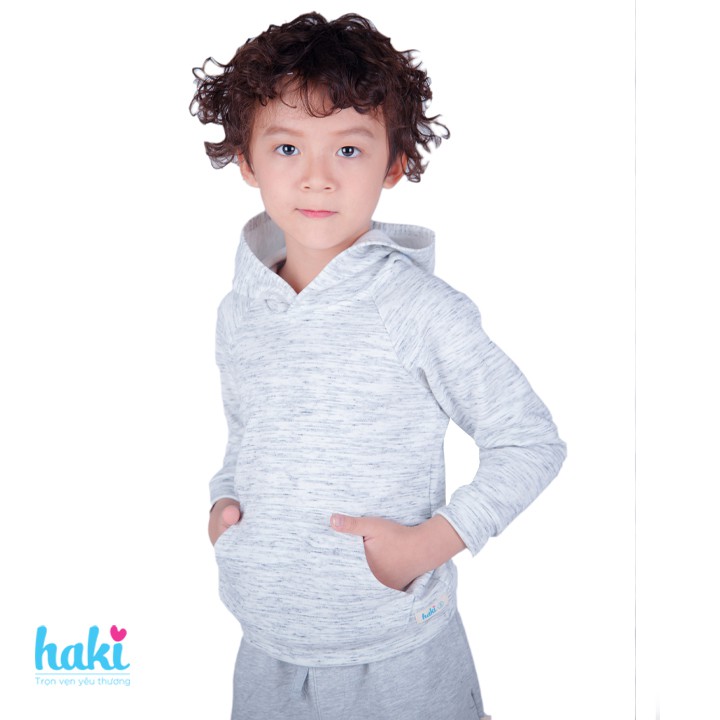 Áo hoodie bé trai -Xanh-Ghi HAKI