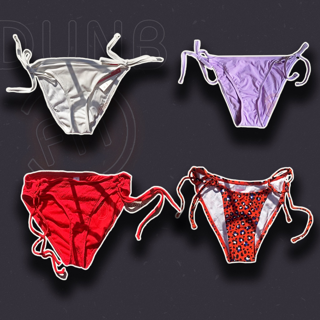 THANH LÝ Lẻ Quần Bikini nữ chun mông sexy buộc dây bên sườn tím trắng đỏ da báo hàng xuất free ship có size