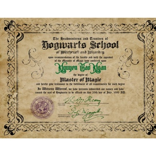 Bằng tốt nghiệp trường phù thủy Hogwarts trong Harry Potter