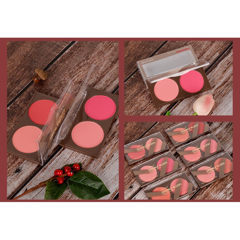 Phấn Má Hồng Mịn Lì 2 Ô Màu LIDÉAL Double Blush Shiny Pink Cheek NO.LD3097