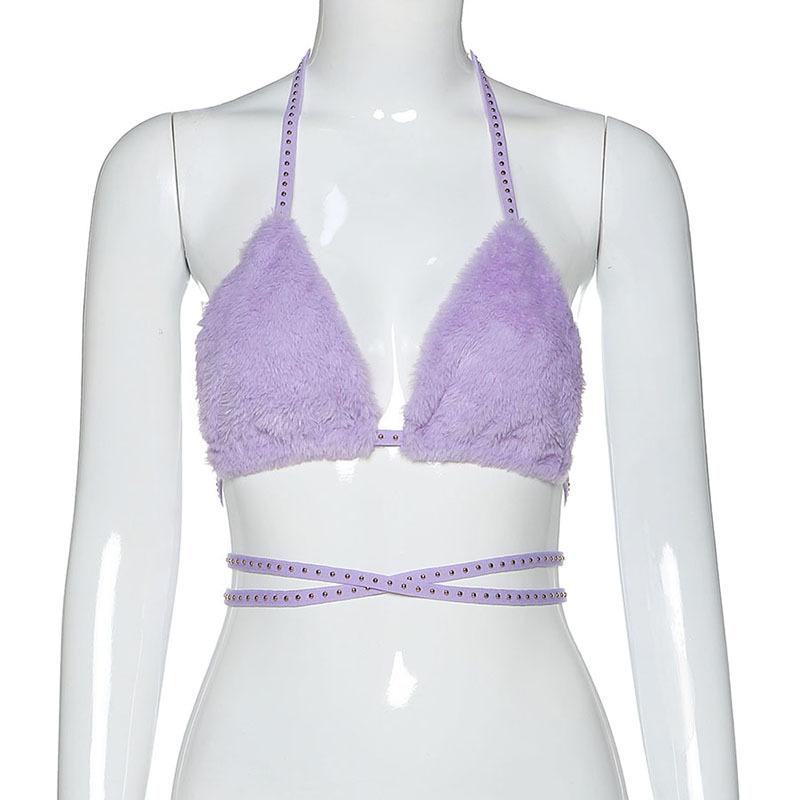 SweetyGirl Fashion Solid Color Sexy V-neck Backless Women Slim Fit Casual All Match Halter Tank Top