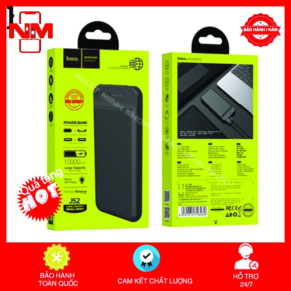 ✔️CHÍNH HÃNG✔️ Sạc Dự Phòng Hoco J52 Bản Nâng Cấp ✔10000mAh ✔20000mAh✔️Siêu Mỏng ✔️ Sạc 2 Thiết Bị Cùng Lúc | BigBuy360 - bigbuy360.vn