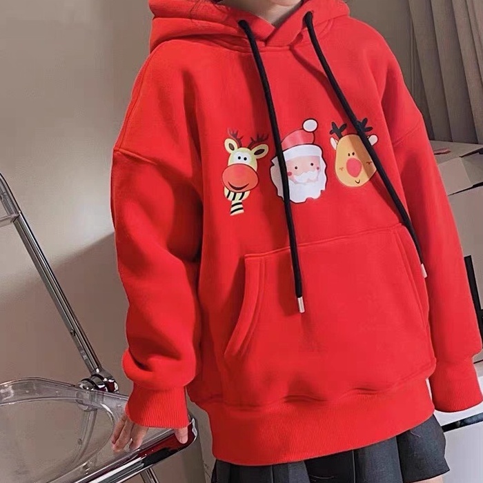 Áo hoodie unisex CON XINH form rộng nỉ nam nữ ÔNG GIÀ NOEL,thời trangg thu đông cho trẻ em từ 4 đến 8 tuổi