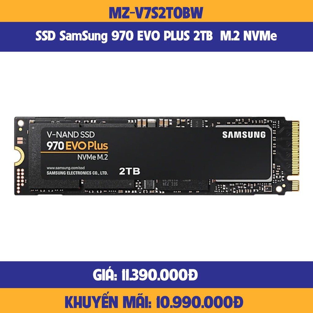 Ổ cứng SSD Samsung 970 EVO PLUS 2TB NVMe M.2 (MZ-V7S2T0BW)-hàng chính hãng