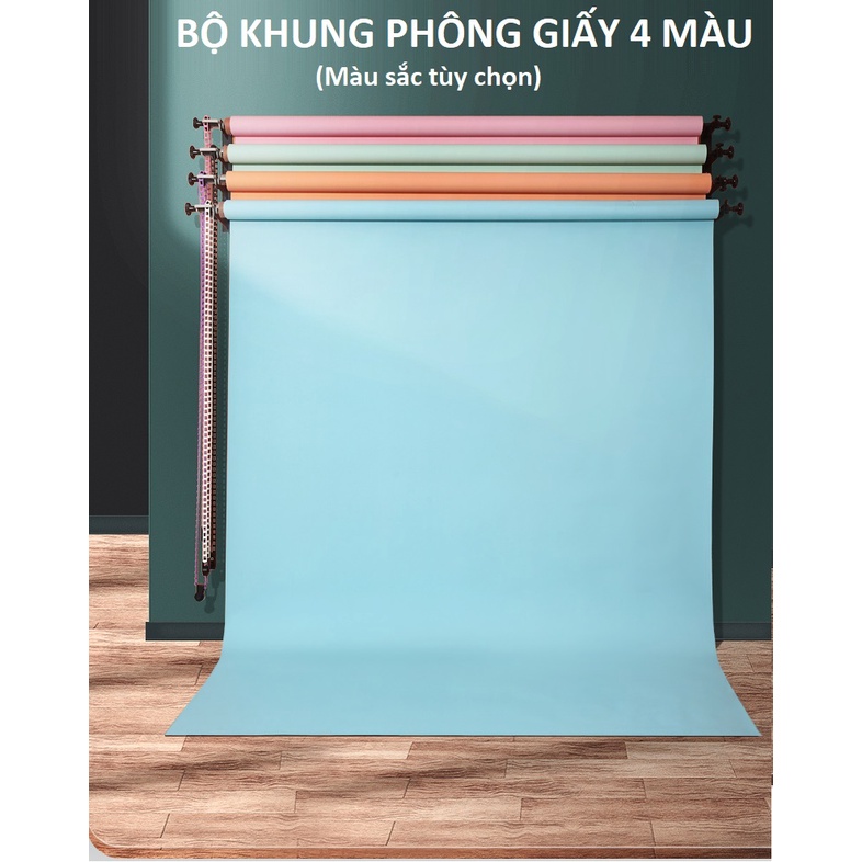 COMBO 4 Phông giấy 5M/10M + Khung Treo 4 Phông Kéo Xích, Phông Giấy Chụp Ảnh Nhiều Màu