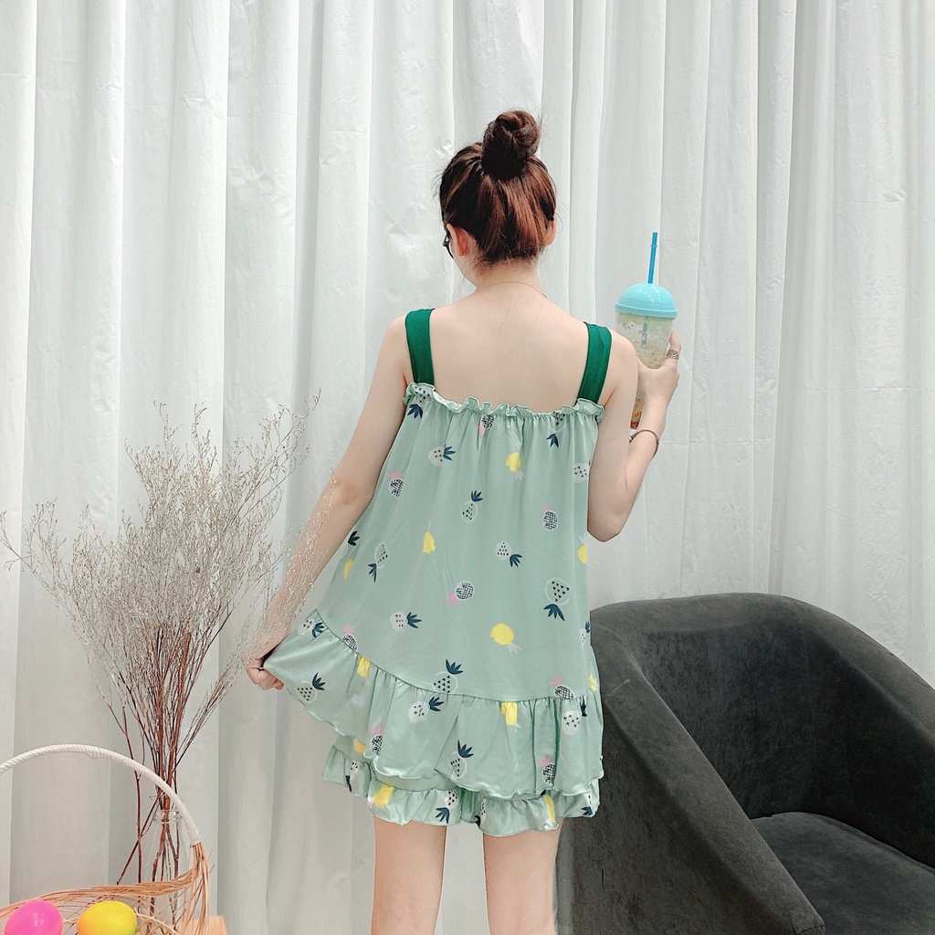 Bộ mặc nhà 2 dây - chất liệu thun sữa mềm - thời trang mới ( mã BC-06 )