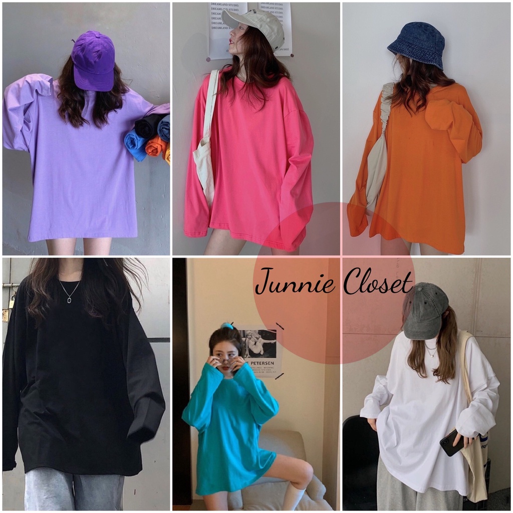 Áo thun trơn dài tay unisex nam nữ form rộng phong cách ulzzang Hàn Quốc hiphop trẻ trung năng động