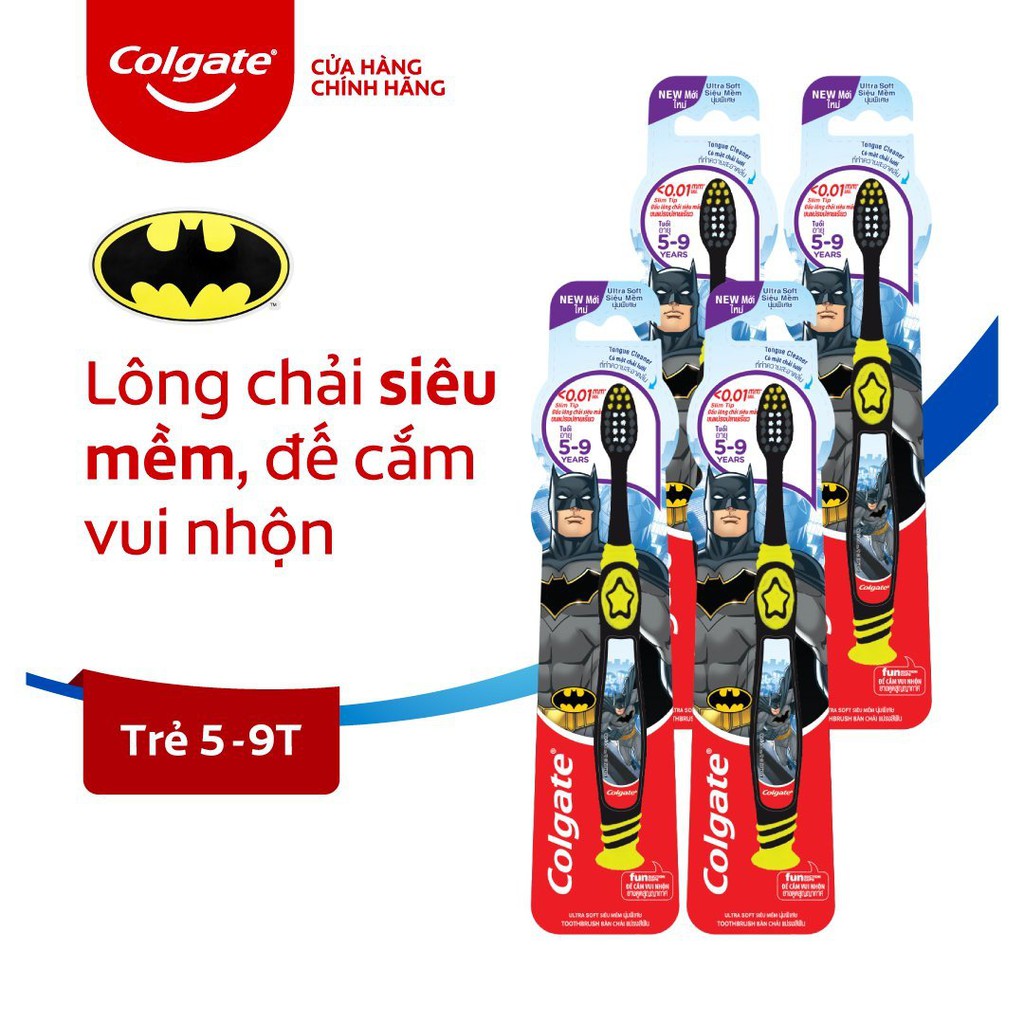Bộ 4 Bàn chải đánh răng Colgate họa tiết Batman dành cho trẻ