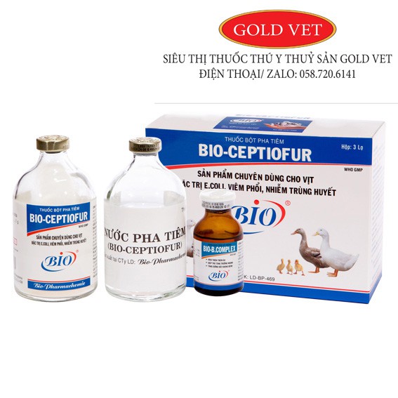 [Giá rẻ] BIO-CEPTIOFUR [Bộ pha tiêm] E.coli, viêm phổi, nhiễm trùng huyết chuyên dùng cho vịt