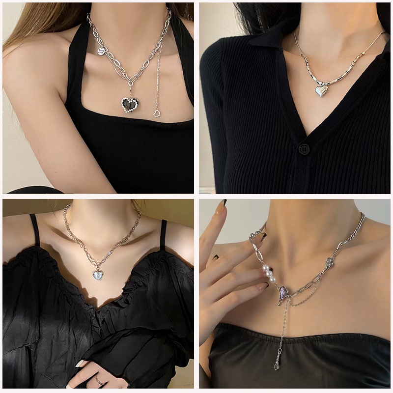 Vòng cổ tình yêu phong cách Âu Mỹ nữ dễ phối thiết kế thích hợp hot girl phong cách instagram thép titan