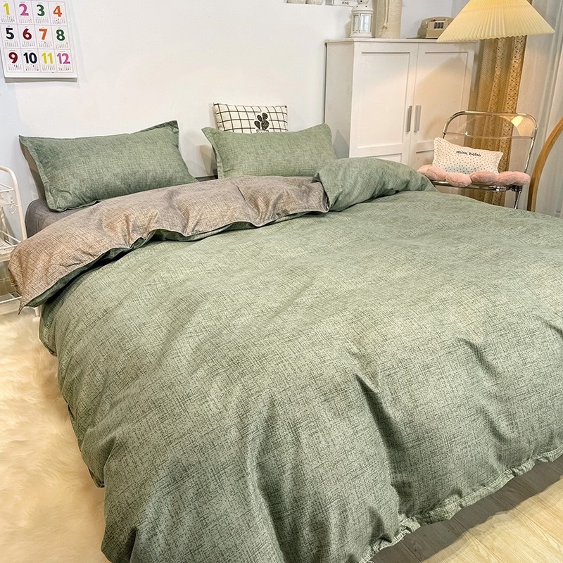 Bộ Chăn Ga Gối Cotton 3D Moexu Xanh mát mềm mịn dày dặn thoáng mát phong cách hàn quốc sang chảnh tặng kèm vỏ gối ôm