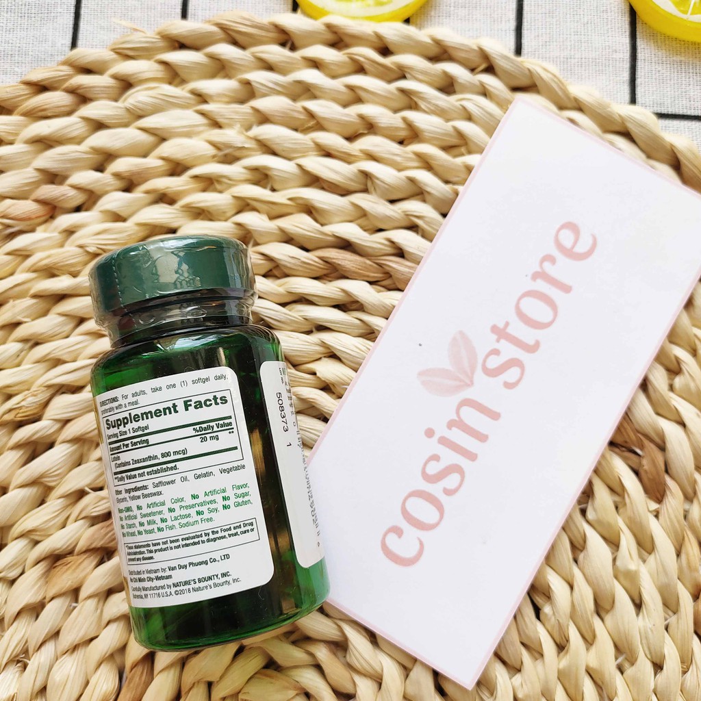 Viên uống Lutein Nature Bounty 30 viên - Tăng Cường Thị Lực Bổ Sung Zeaxanthin Cho Mắt | Thế Giới Skin Care