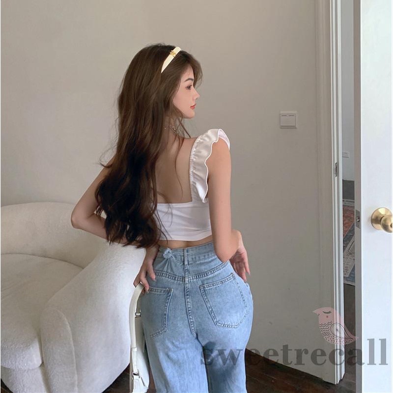 Áo croptop hai dây xếp ly hở lưng dáng ôm cột dây gợi cảm cho nữ
