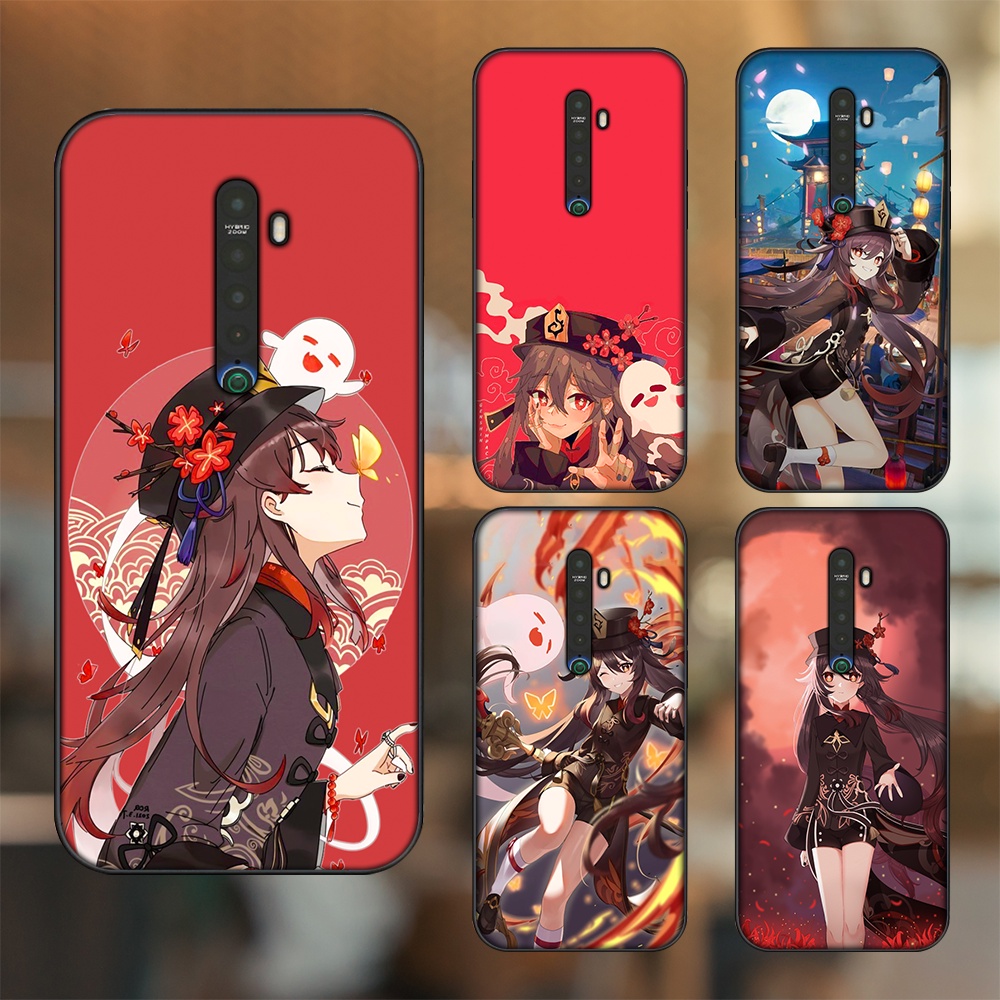 Ốp lưng Oppo Reno 2 viền đen in hình Hutao Genshin Impact