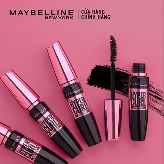 Mascara Dài Mi và Cong Mi Maybelline New York Hyper Curl Waterproof Chuốt Mi Đen Không Lem Không Trôi 9.2ml