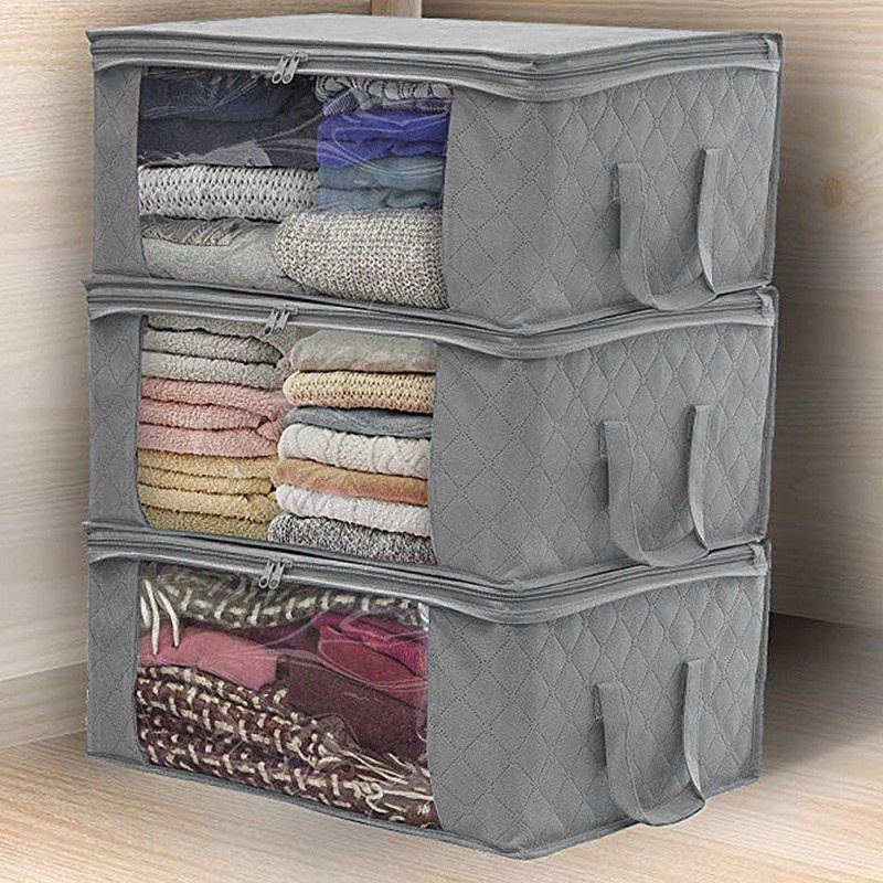 Dung tích lớn Gấp chống bụi Hộp lưu trữ bằng vải không dệt Quền Quần áo Túi đồ chơi Cửa sổ trong suốt Dây kéo Tổ chức Phòng ngủ sạch sẽ