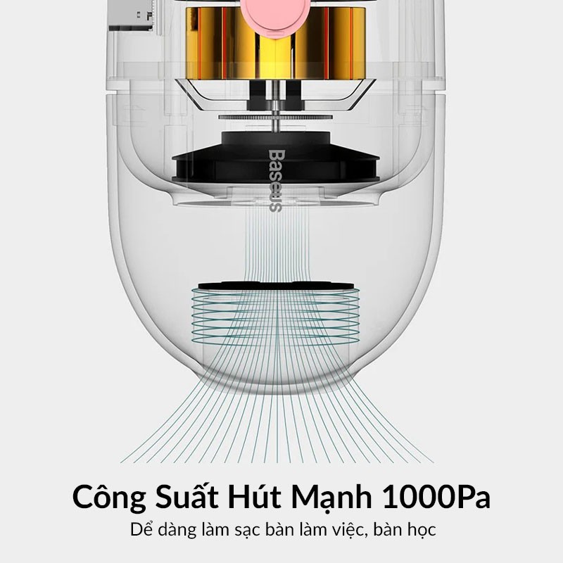 Máy Hút Bụi Mini Baseus C2 Desktop Capsule Vacuum Cleaner Nhỏ Gọn, Lực Hút Mạnh 1000Pa, Pin Sạc 900mAh, Màn Lọc 3 Lớp | BigBuy360 - bigbuy360.vn