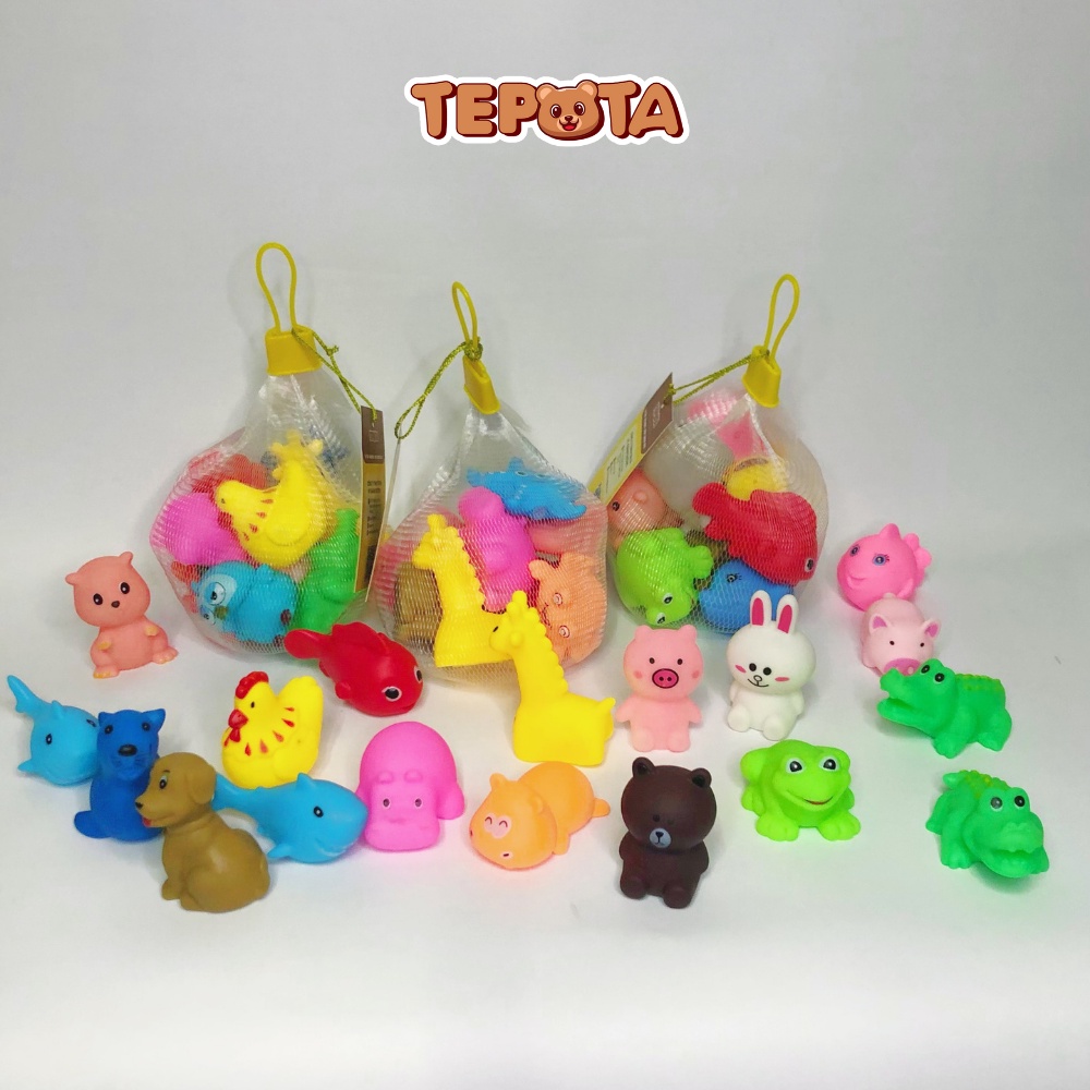 Set Đồ Chơi Nhà Tắm 10 Con Thú Mini Động Vật Cao Su Kêu Chíp Chíp Dễ Thương Ngộ Nghĩnh Giúp Bé Yêu Phát Triển ST01