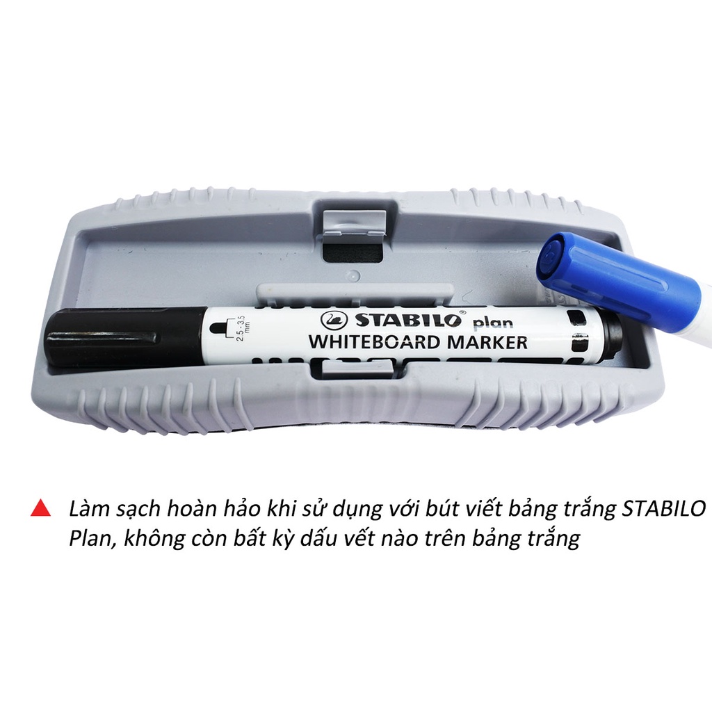 Bộ 2 bút viết bảng STABILO plan WHITEBOARD MARKER + Dụng cụ lau bảng lớn (WM641-2S)