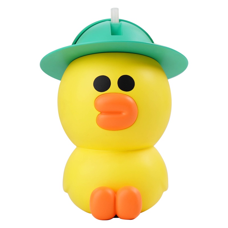 Bình nước thể thao có ống hút họa tiết hoạt hình 3D sáng tạo