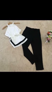 Set áo tà lệch phối + quần ngố