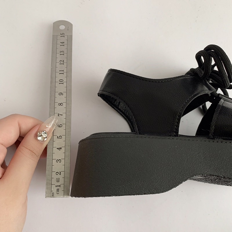 Giày Sandal Nữ Ulzzang bản cao cấp - Giày cột dây nữ cao 4 phân đi học đi chơi mang áo dài mẫu mới